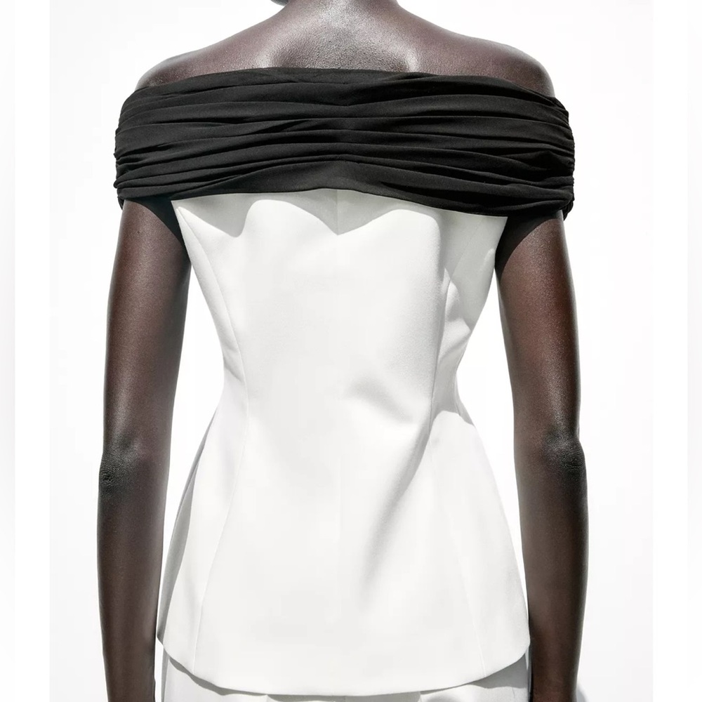Zara NWT contrast bustier top white black 3327/597 - Picture 7 of 11
